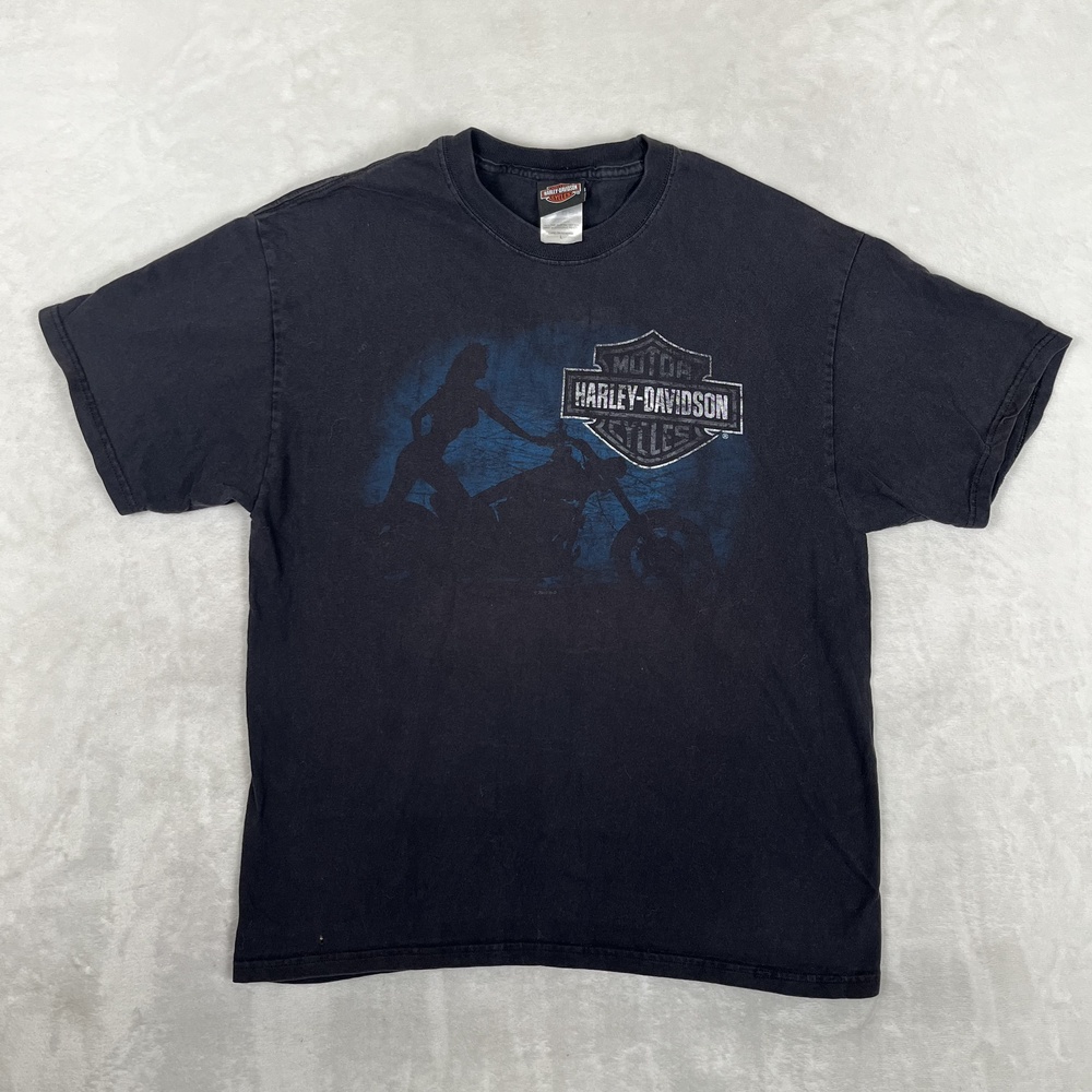 Vintage Harley-Davidson T-Shirt Mens Large Black Gillette Wyoming Biker